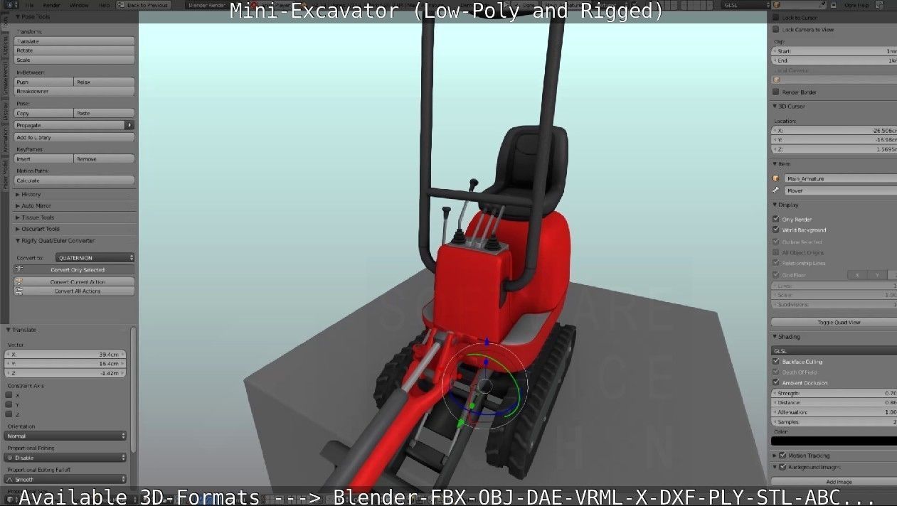 Mini-Excavator and - Rigged and Low-Poly Low-poly 3D model_44