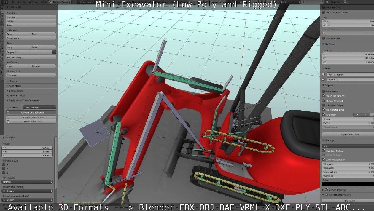 Mini-Excavator and - Rigged and Low-Poly Low-poly 3D model_78