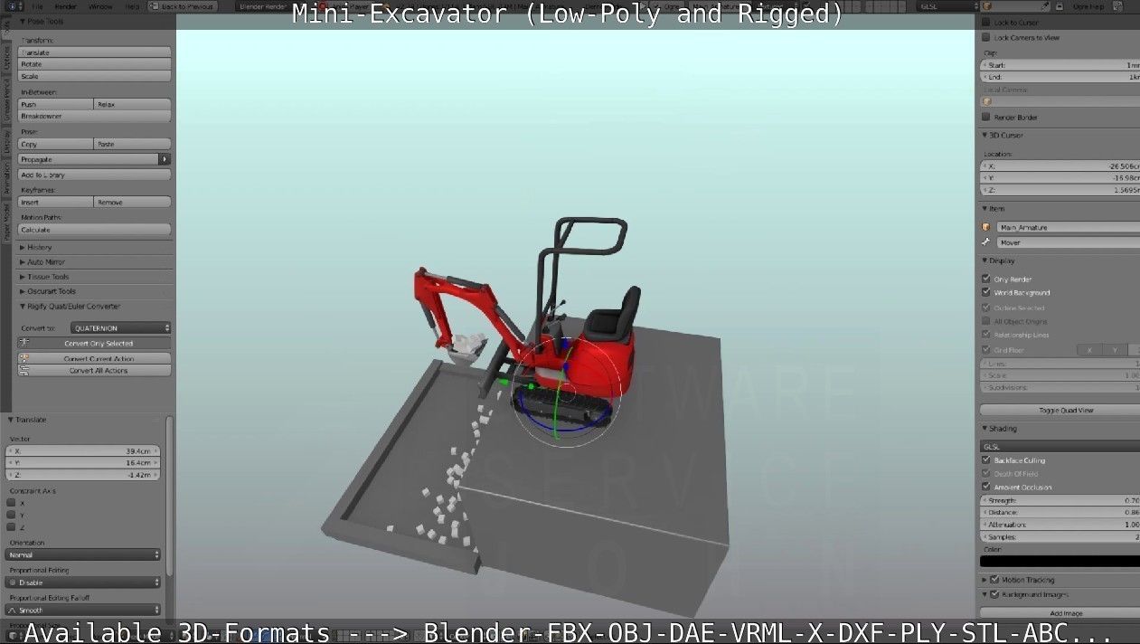 Mini-Excavator and - Rigged and Low-Poly Low-poly 3D model_91