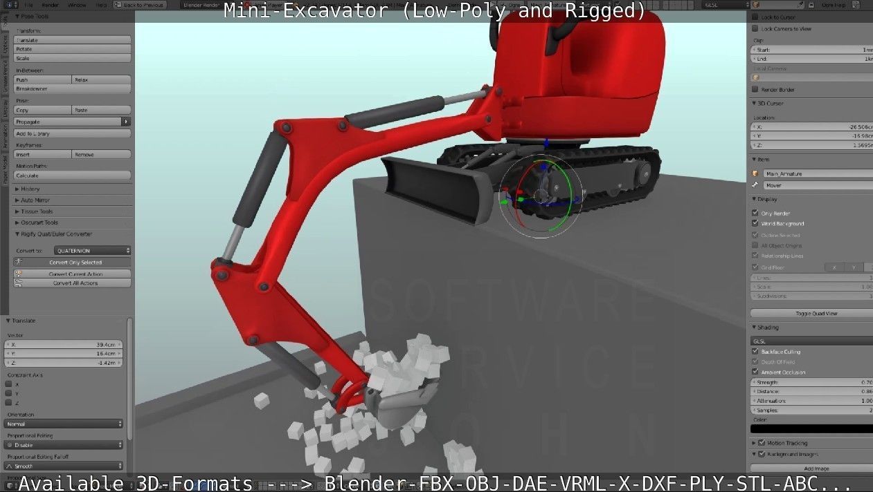 Mini-Excavator and - Rigged and Low-Poly Low-poly 3D model_89