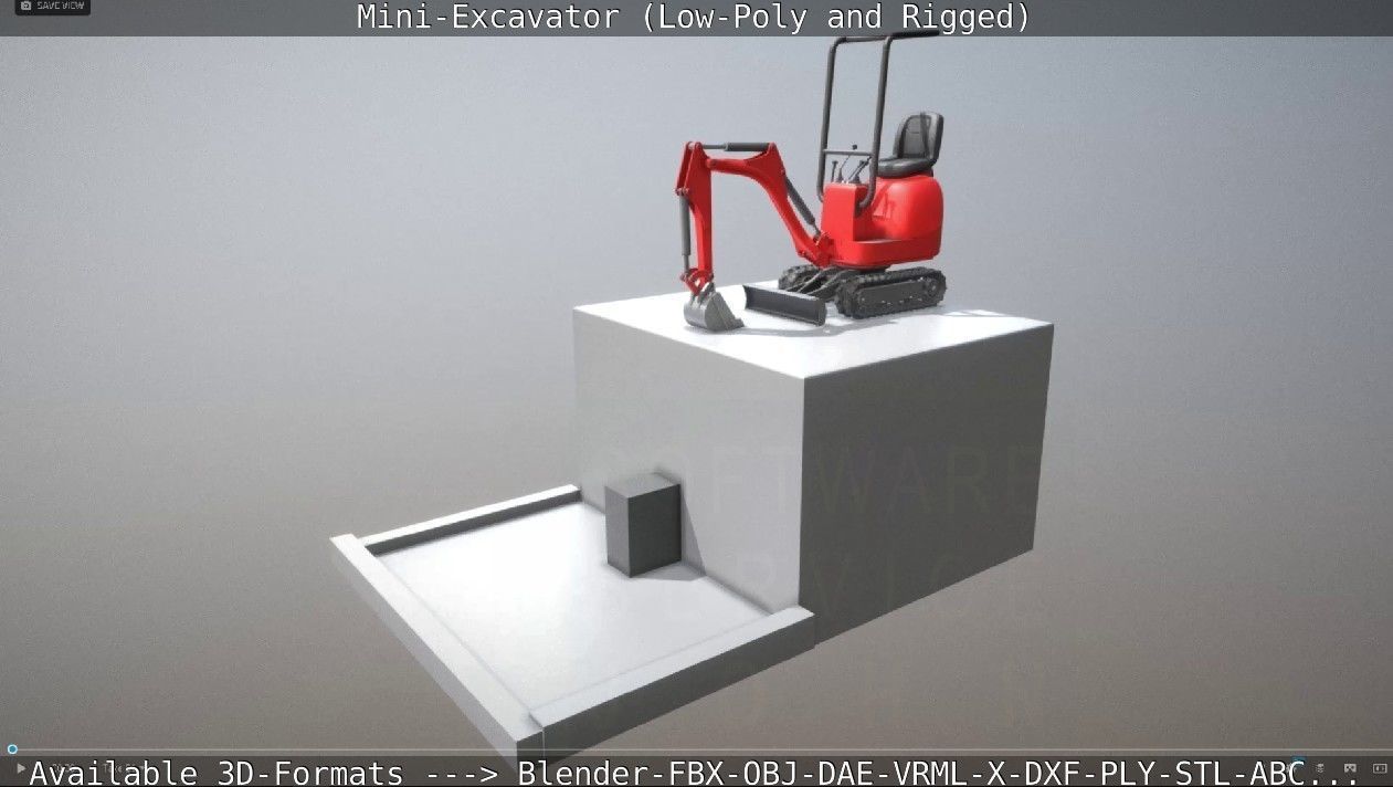 Mini-Excavator and - Rigged and Low-Poly Low-poly 3D model_97