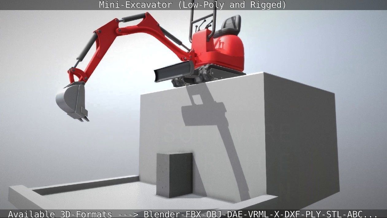 Mini-Excavator and - Rigged and Low-Poly Low-poly 3D model_100