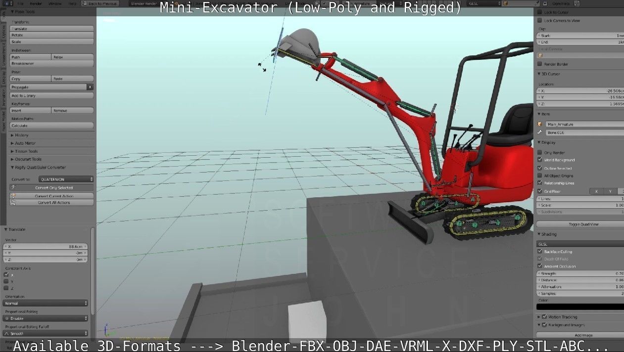 Mini-Excavator and - Rigged and Low-Poly Low-poly 3D model_71