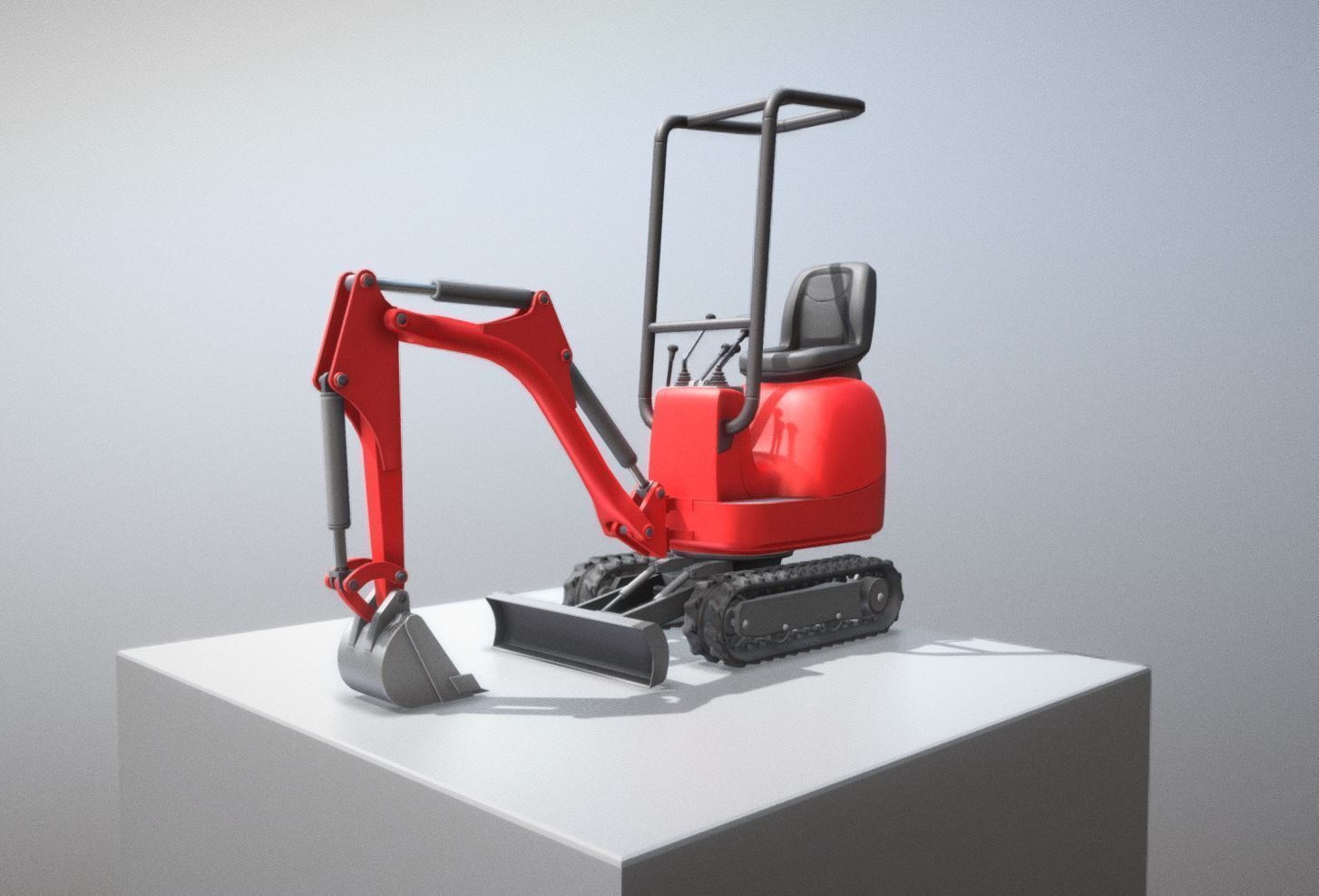 Mini-Excavator and - Rigged and Low-Poly Low-poly 3D model_11