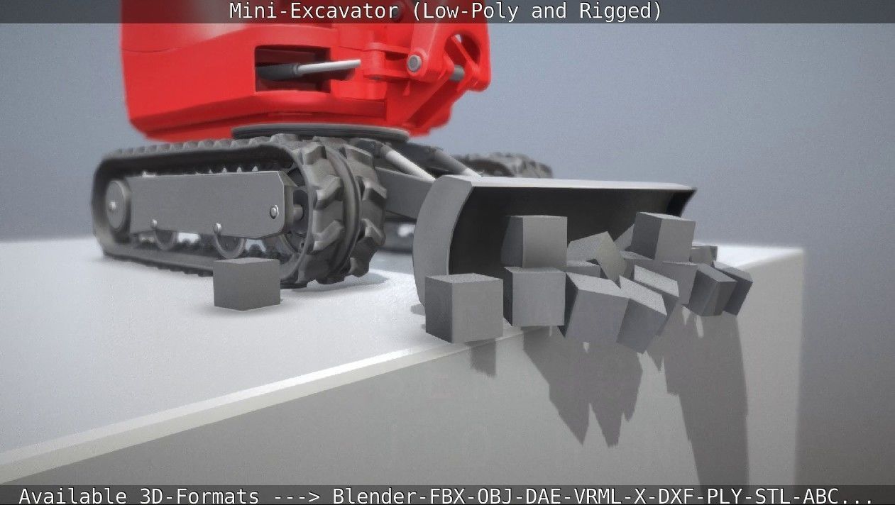 Mini-Excavator and - Rigged and Low-Poly Low-poly 3D model_24
