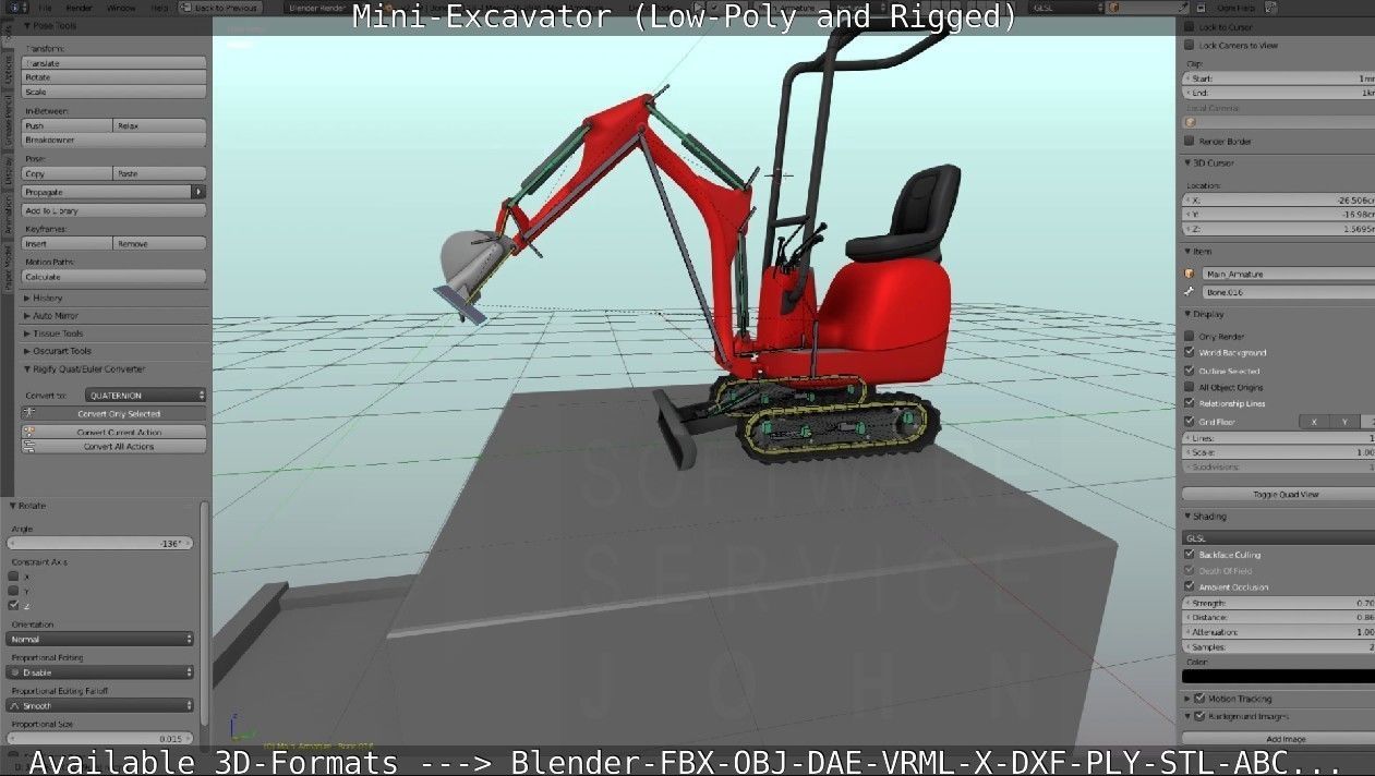 Mini-Excavator and - Rigged and Low-Poly Low-poly 3D model_65