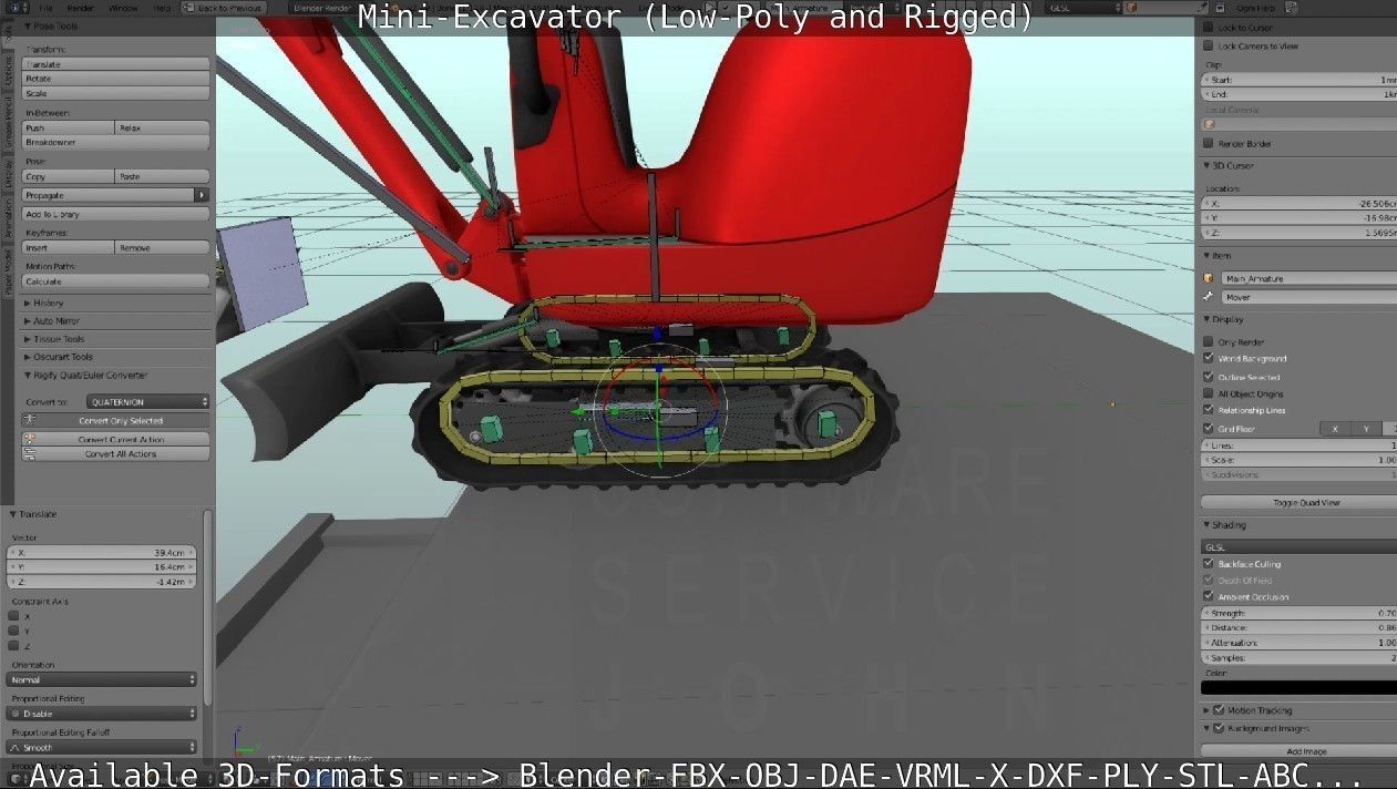 Mini-Excavator and - Rigged and Low-Poly Low-poly 3D model_82