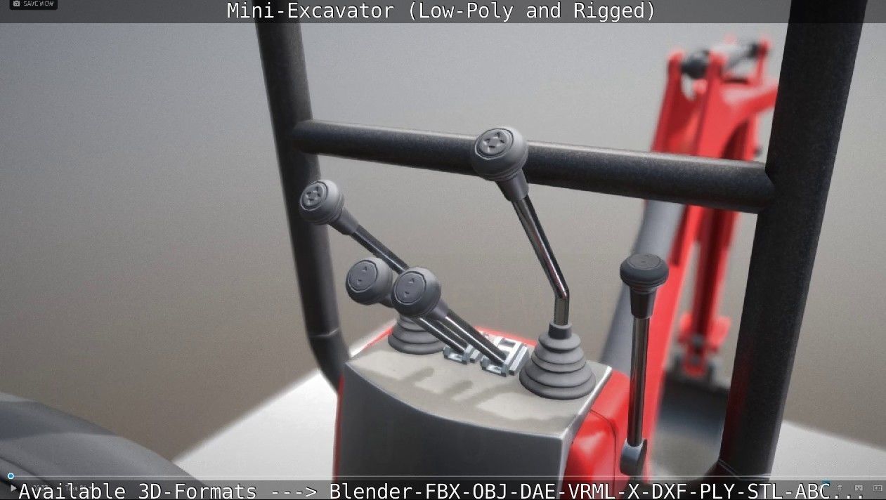 Mini-Excavator and - Rigged and Low-Poly Low-poly 3D model_42