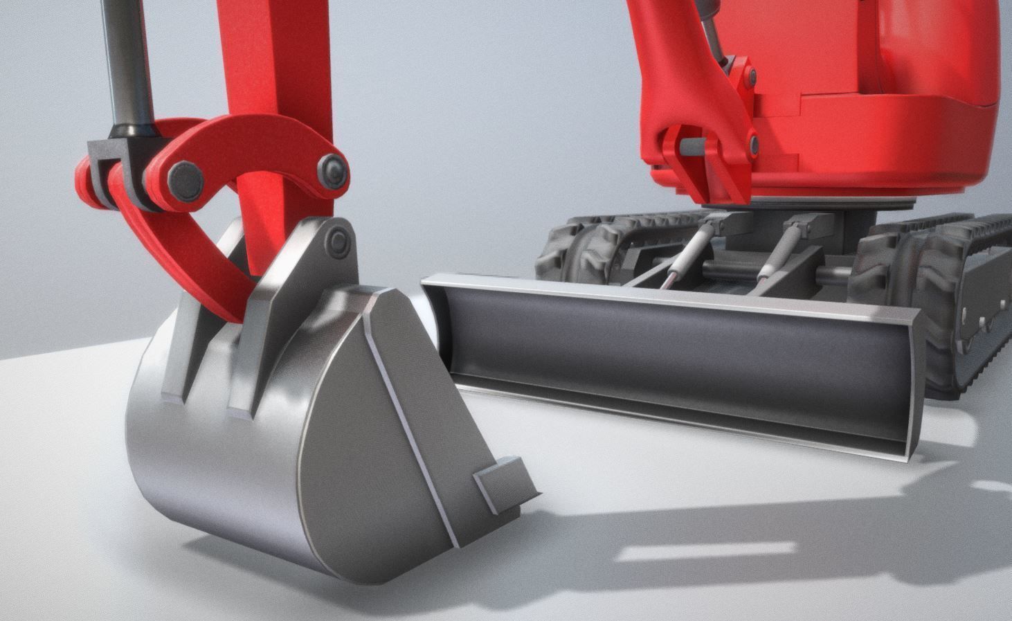 Mini-Excavator and - Rigged and Low-Poly Low-poly 3D model_12