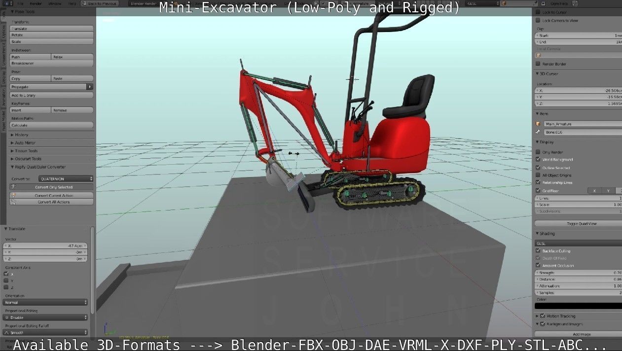 Mini-Excavator and - Rigged and Low-Poly Low-poly 3D model_60