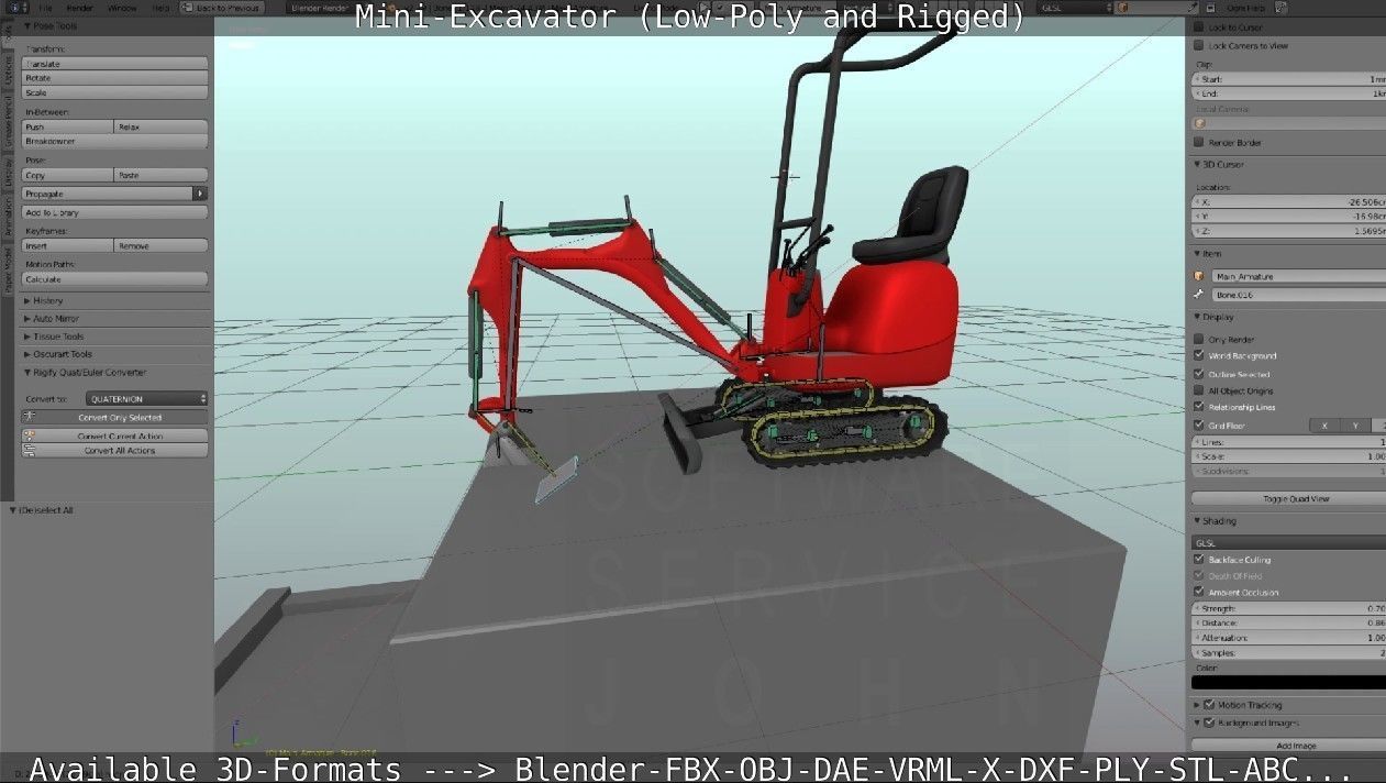 Mini-Excavator and - Rigged and Low-Poly Low-poly 3D model_59