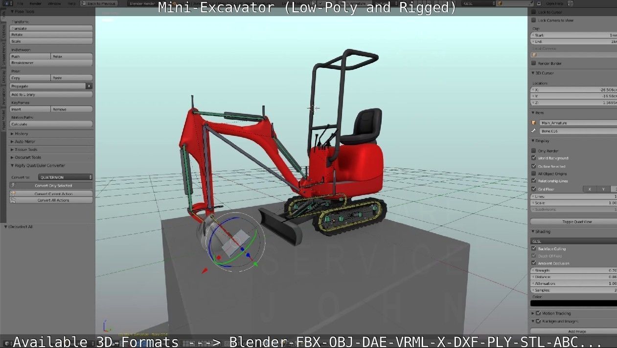 Mini-Excavator and - Rigged and Low-Poly Low-poly 3D model_58