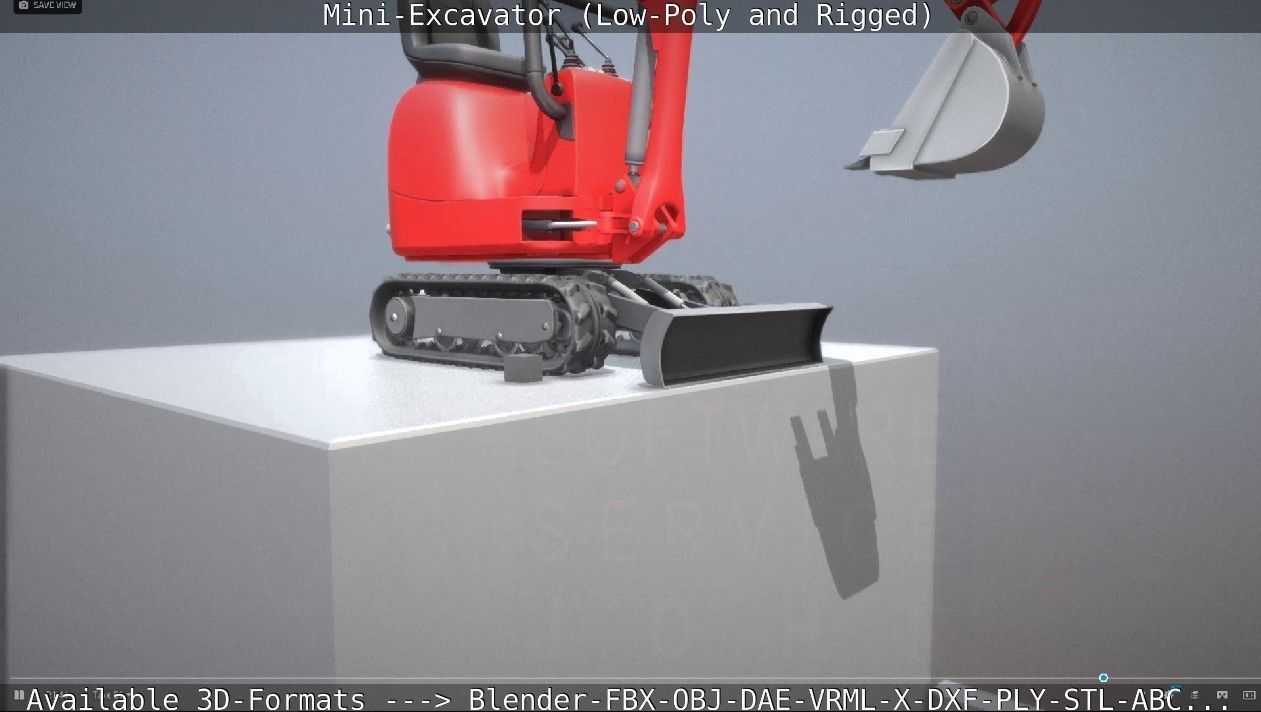 Mini-Excavator and - Rigged and Low-Poly Low-poly 3D model_25
