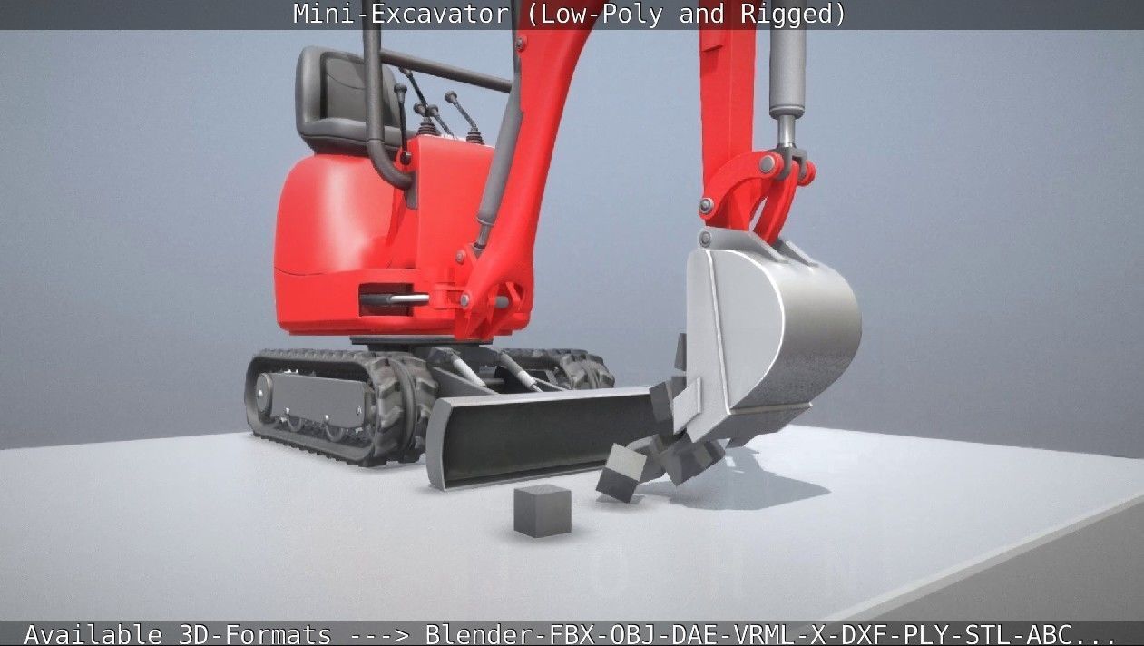 Mini-Excavator and - Rigged and Low-Poly Low-poly 3D model_22