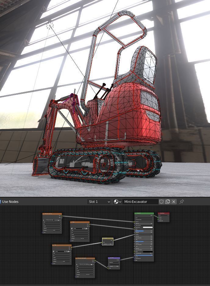 Mini-Excavator and - Rigged and Low-Poly Low-poly 3D model_3
