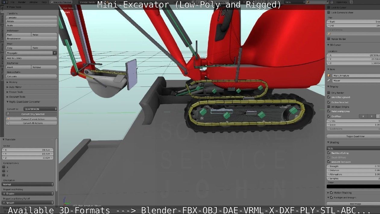 Mini-Excavator and - Rigged and Low-Poly Low-poly 3D model_83