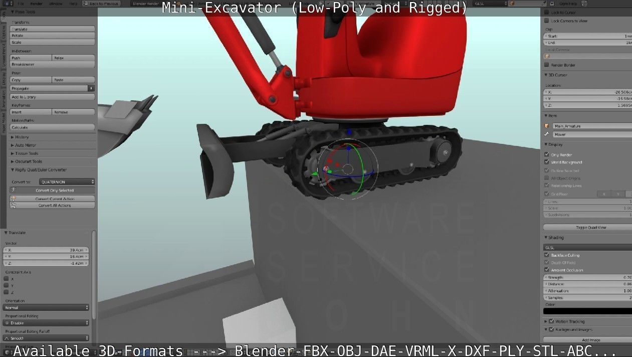 Mini-Excavator and - Rigged and Low-Poly Low-poly 3D model_85
