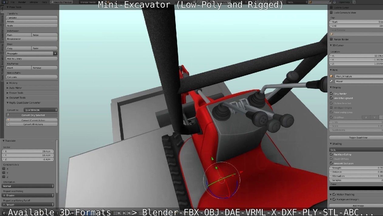 Mini-Excavator and - Rigged and Low-Poly Low-poly 3D model_46