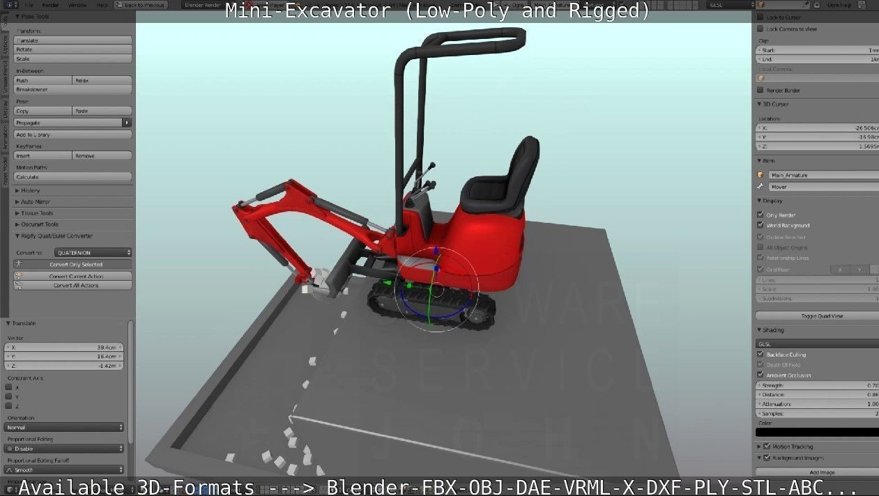 Mini-Excavator and - Rigged and Low-Poly Low-poly 3D model_90