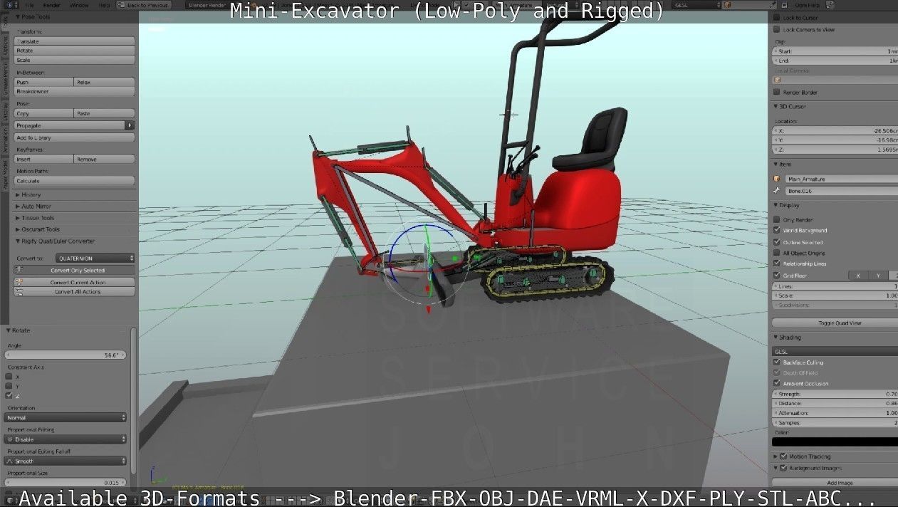 Mini-Excavator and - Rigged and Low-Poly Low-poly 3D model_61
