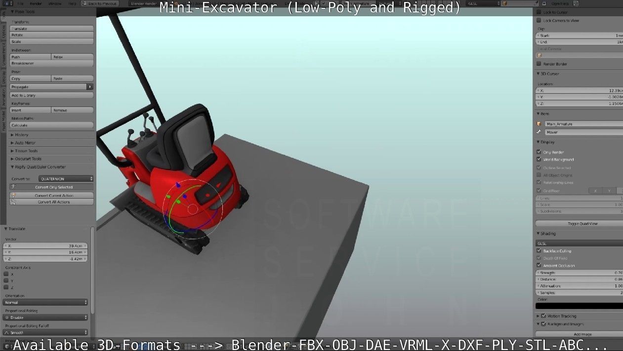 Mini-Excavator and - Rigged and Low-Poly Low-poly 3D model_45