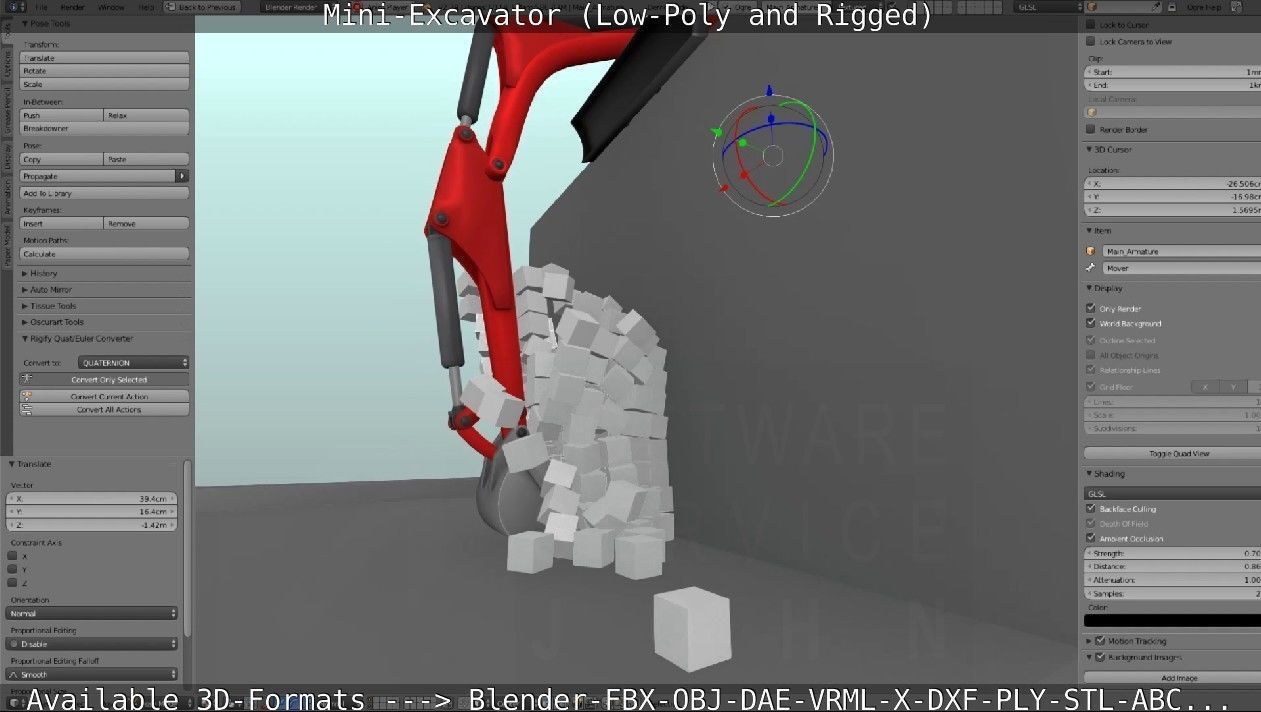 Mini-Excavator and - Rigged and Low-Poly Low-poly 3D model_88
