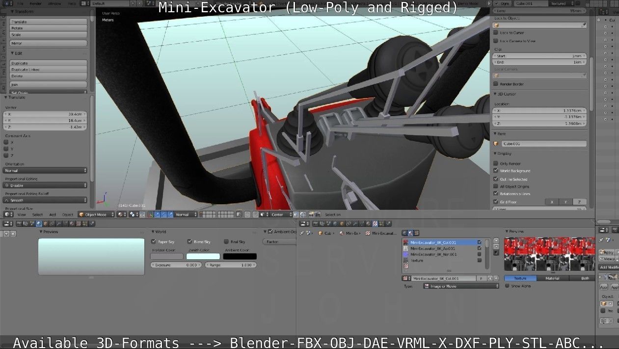 Mini-Excavator and - Rigged and Low-Poly Low-poly 3D model_53