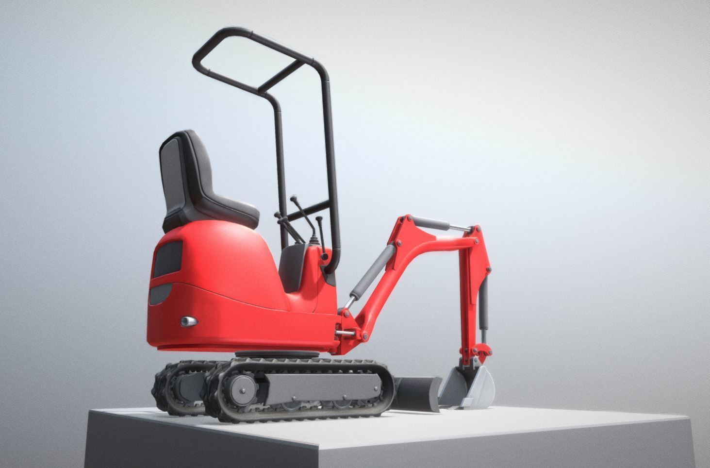 Mini-Excavator and - Rigged and Low-Poly Low-poly 3D model_13