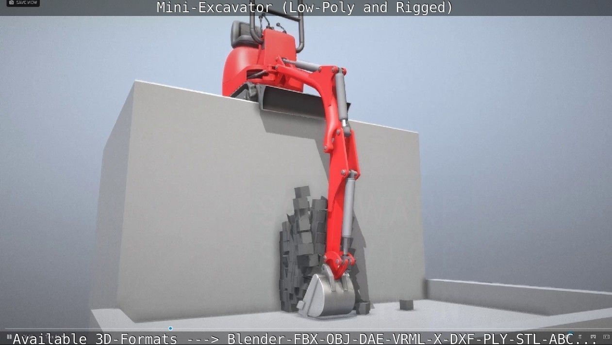 Mini-Excavator and - Rigged and Low-Poly Low-poly 3D model_102