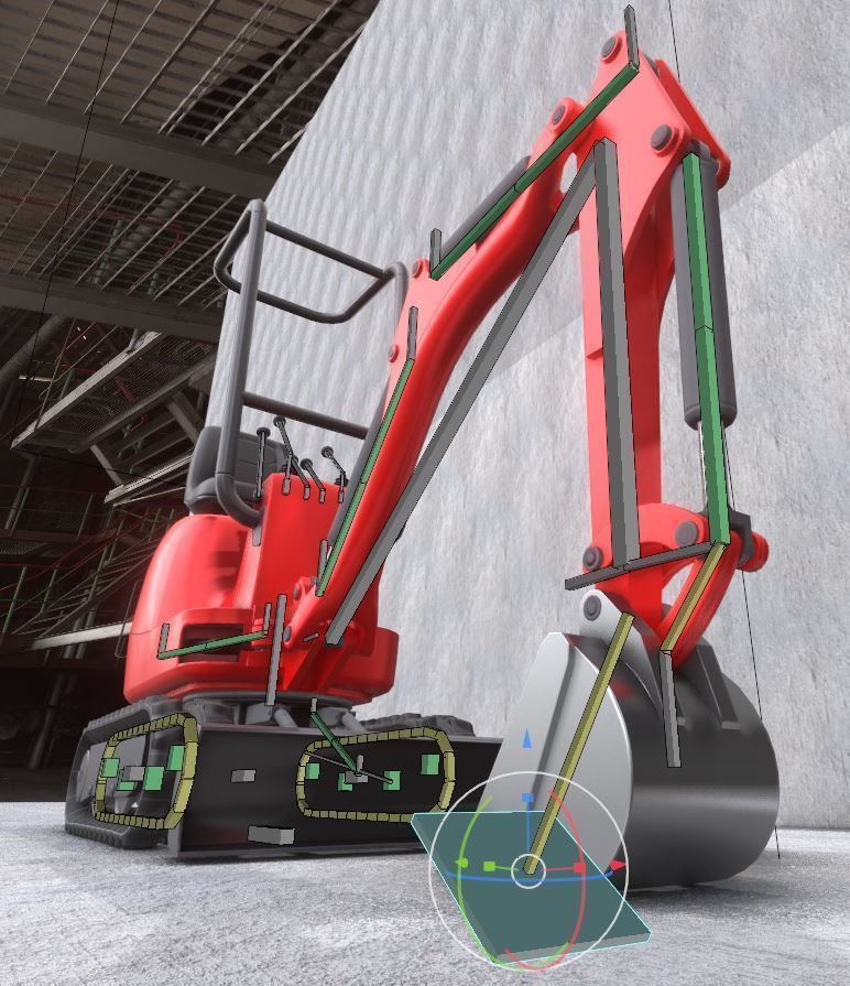 Mini-Excavator and - Rigged and Low-Poly Low-poly 3D model_2