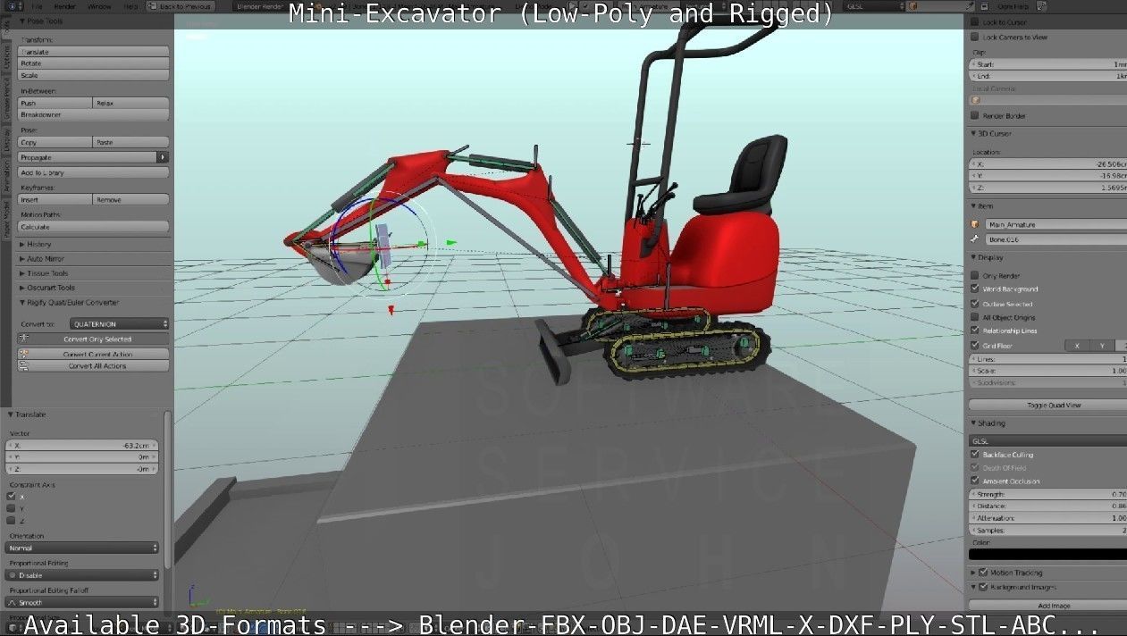 Mini-Excavator and - Rigged and Low-Poly Low-poly 3D model_63