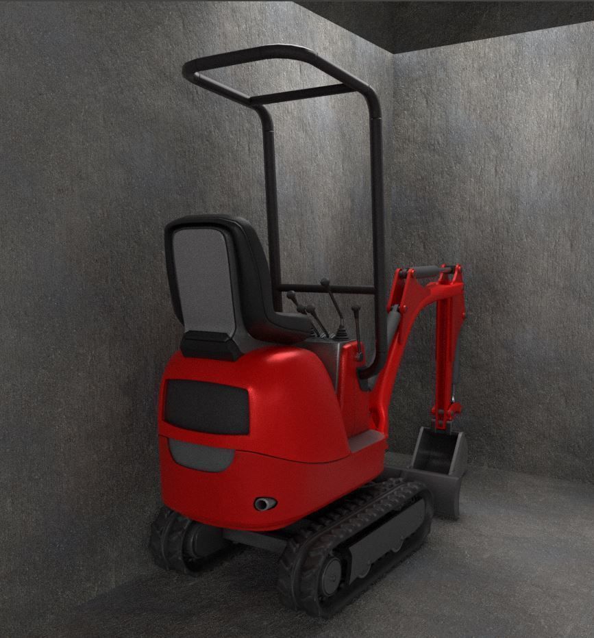 Mini-Excavator and - Rigged and Low-Poly Low-poly 3D model_8