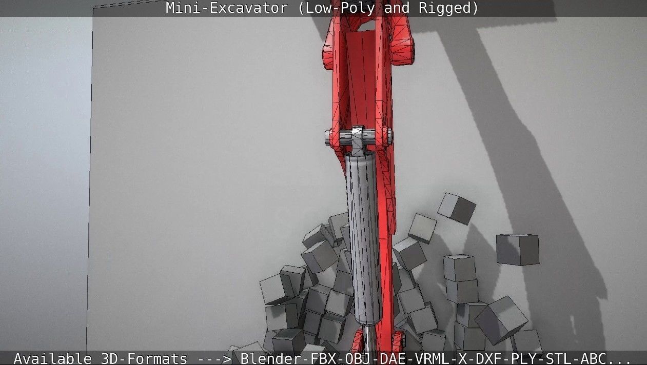 Mini-Excavator and - Rigged and Low-Poly Low-poly 3D model_32