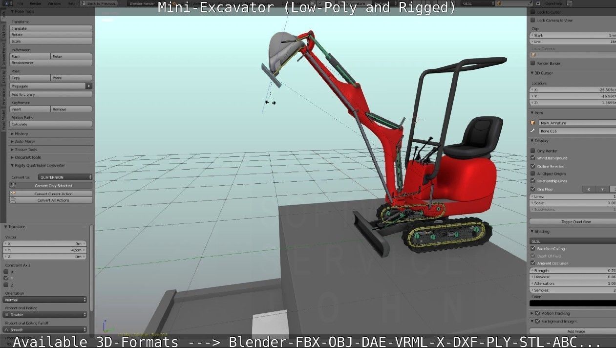 Mini-Excavator and - Rigged and Low-Poly Low-poly 3D model_75