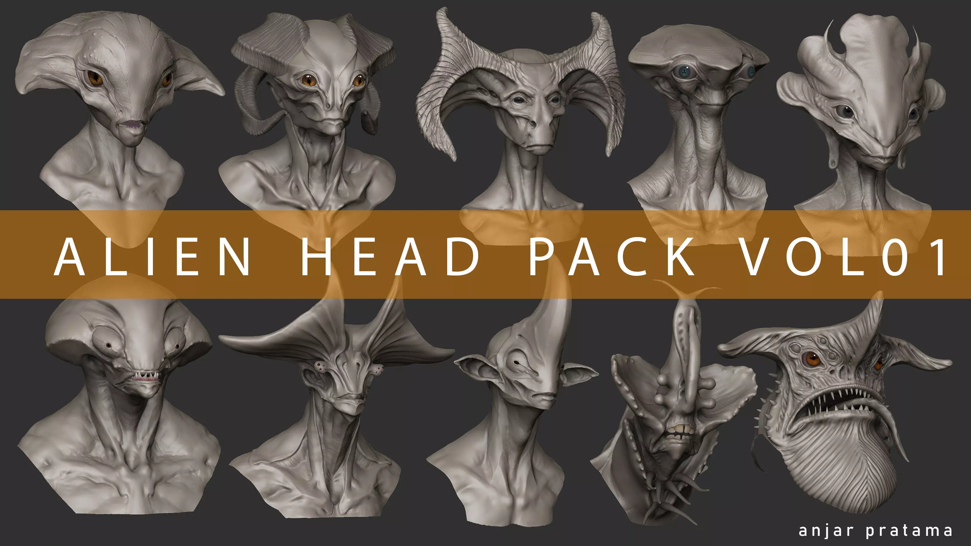 Alien Head Pack Vol 01 3D model_0