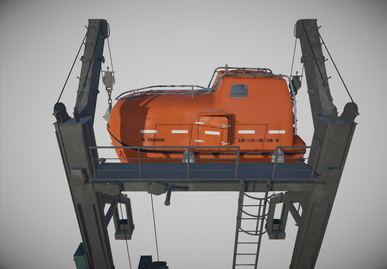 Life Boat 3D model Low-poly 3D model_6