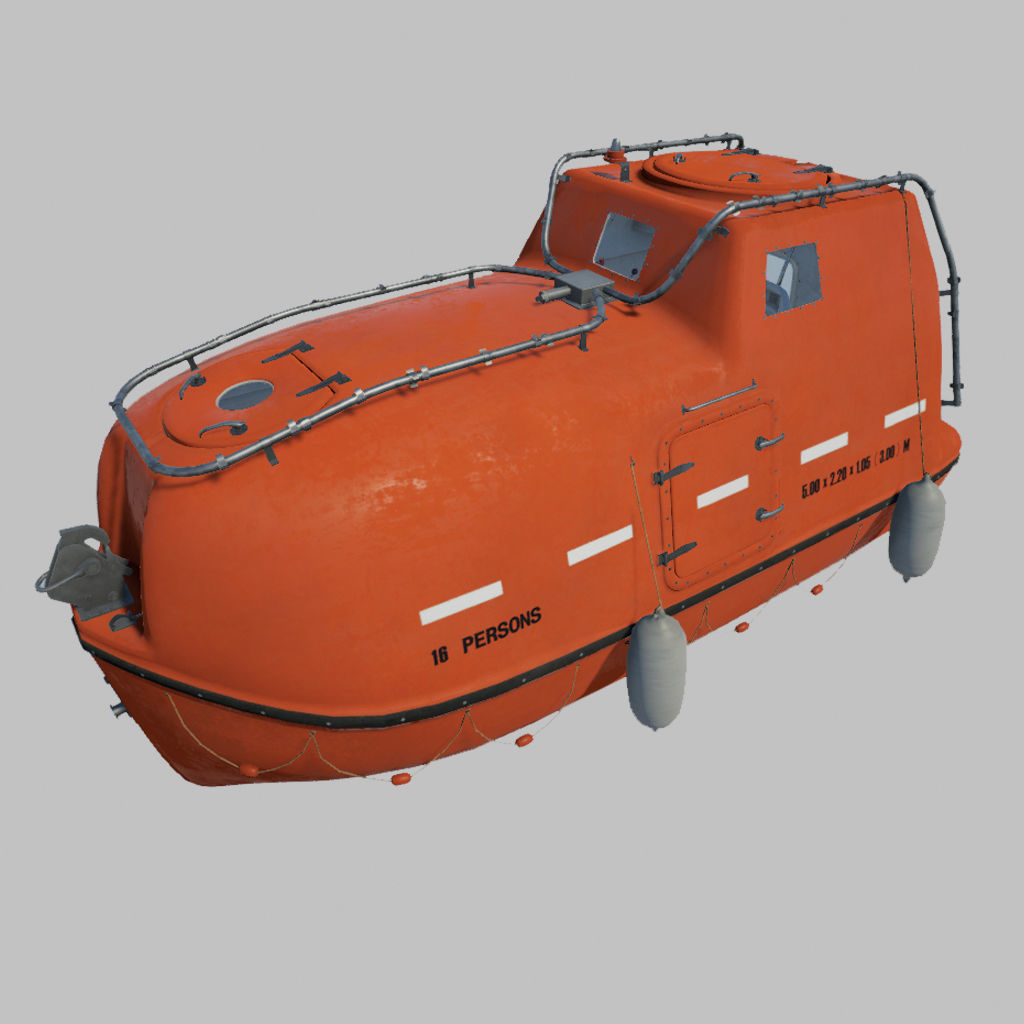 Life Boat 3D model Low-poly 3D model_4
