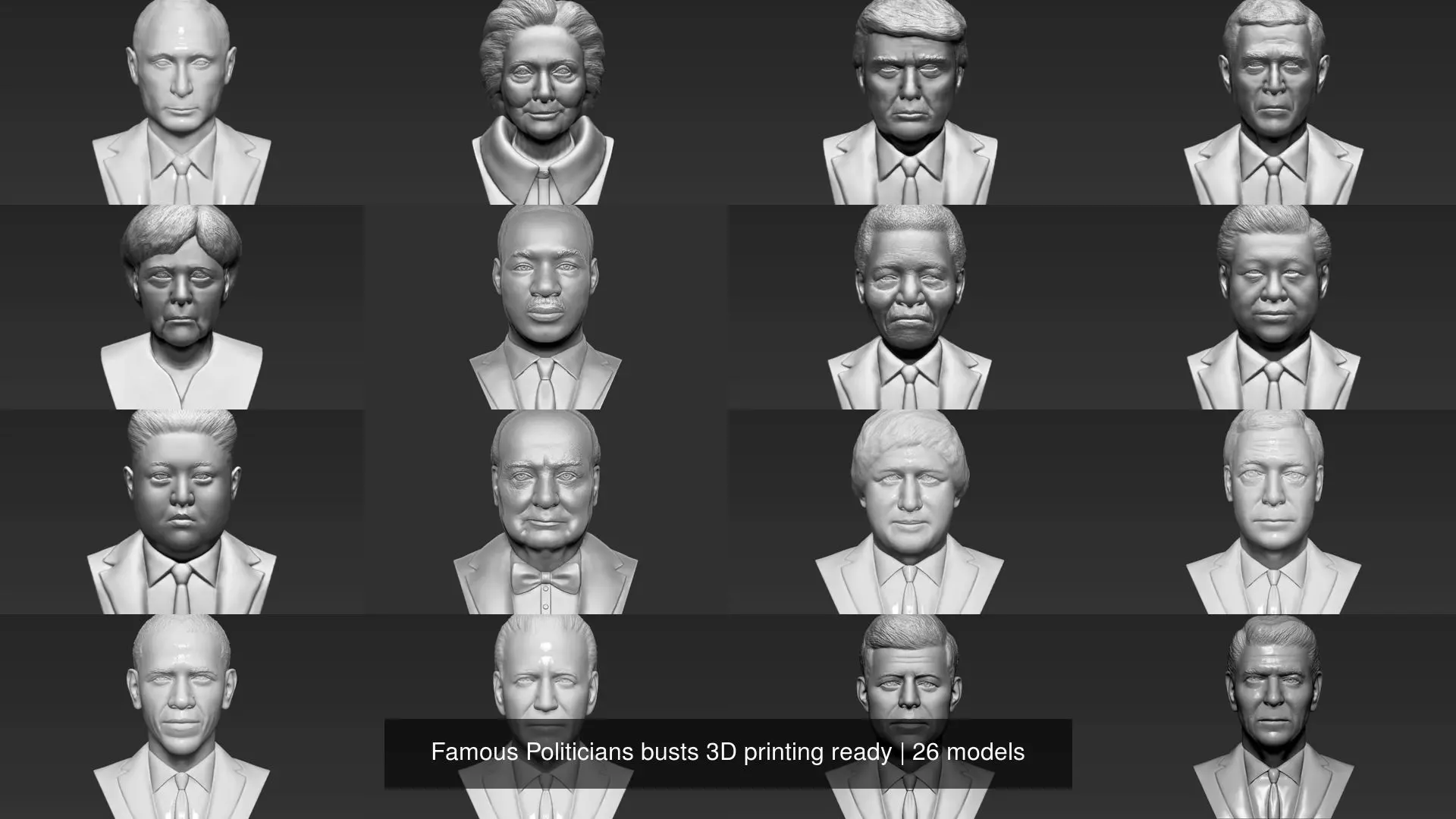Famous Politicians busts 3D printing ready 3D Model Collection_2