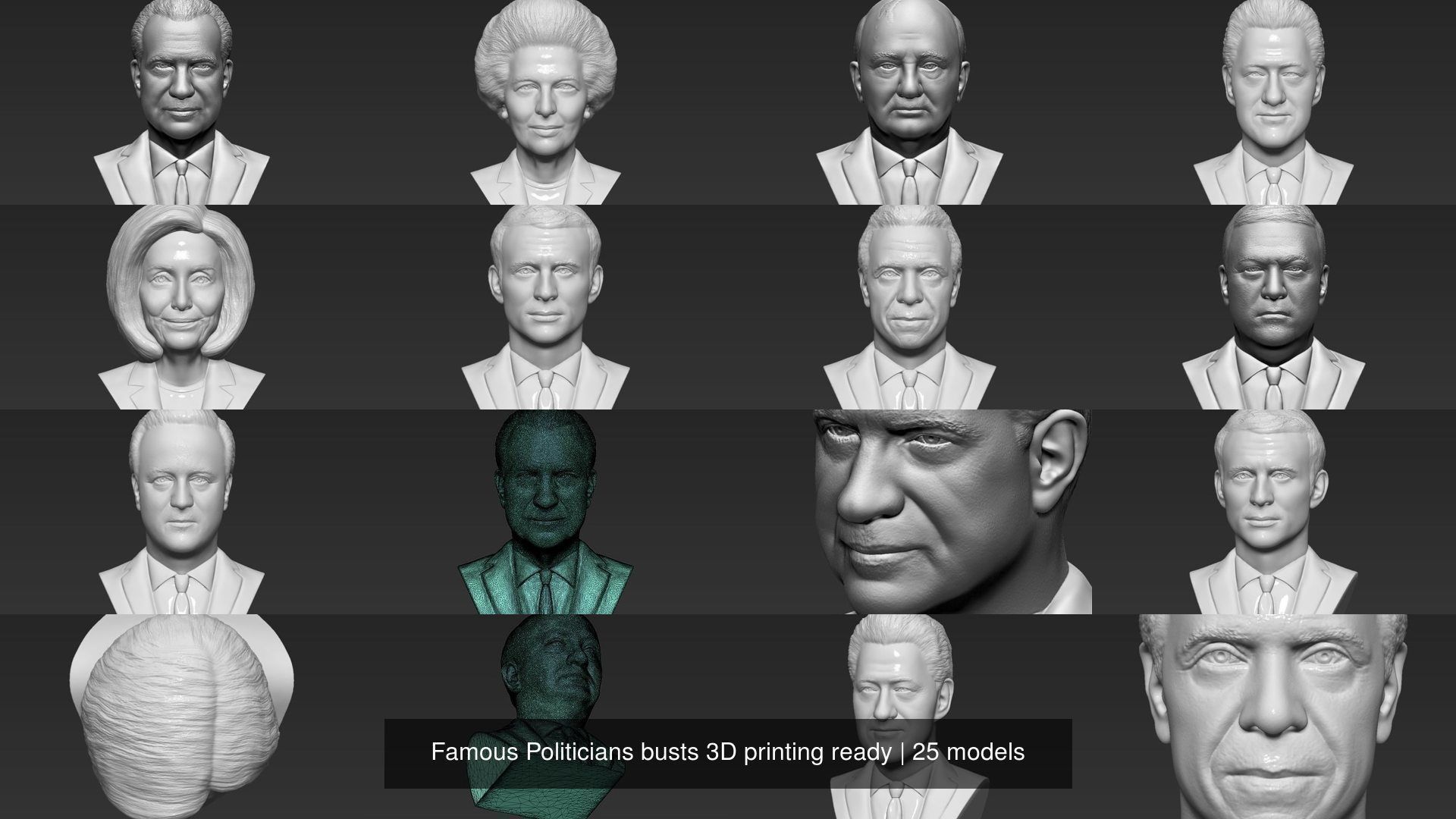 Famous Politicians busts 3D printing ready 3D Model Collection_16