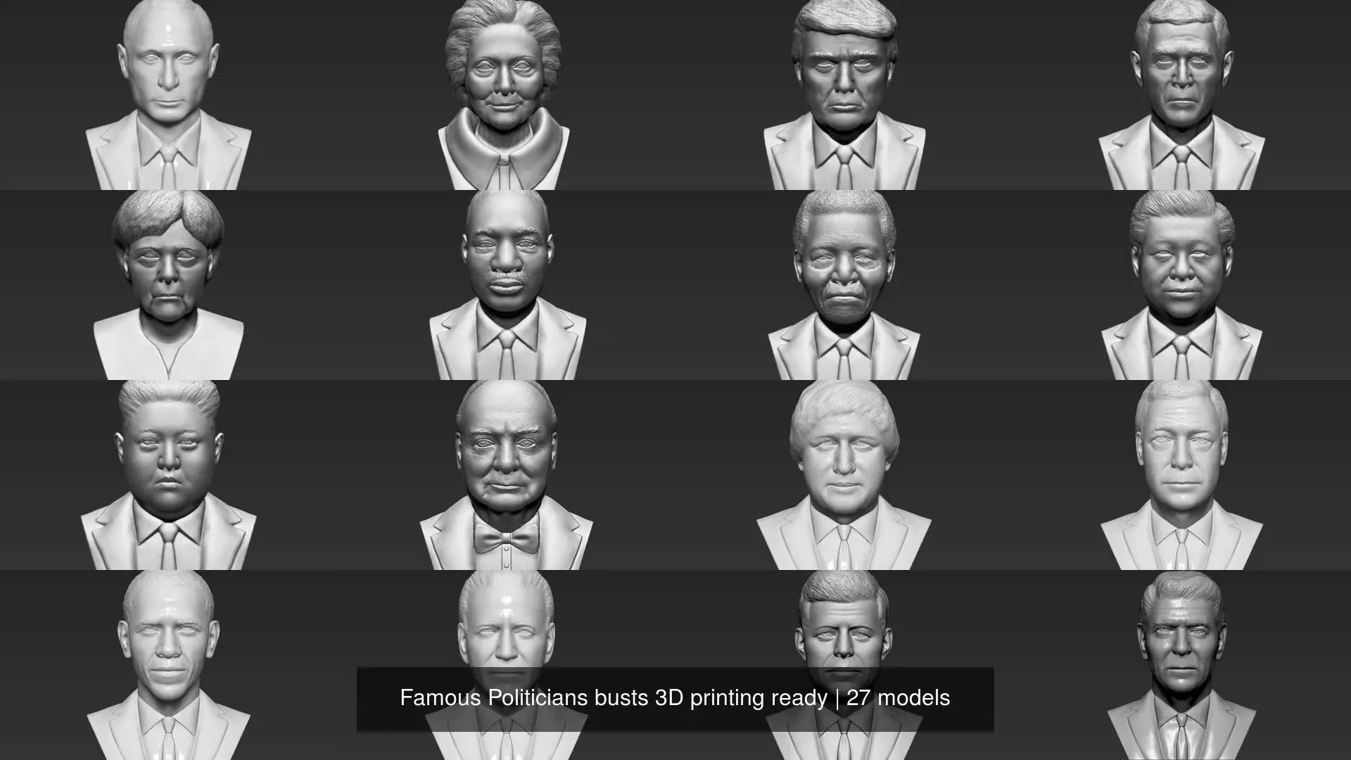 Famous Politicians busts 3D printing ready 3D Model Collection_0