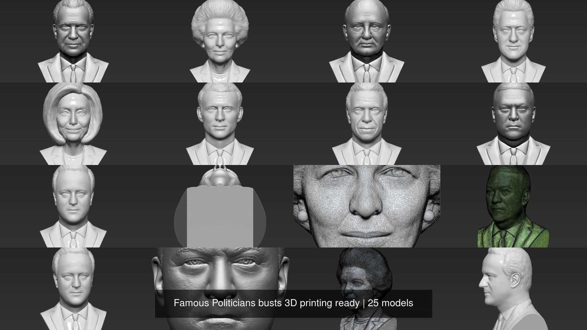 Famous Politicians busts 3D printing ready 3D Model Collection_11
