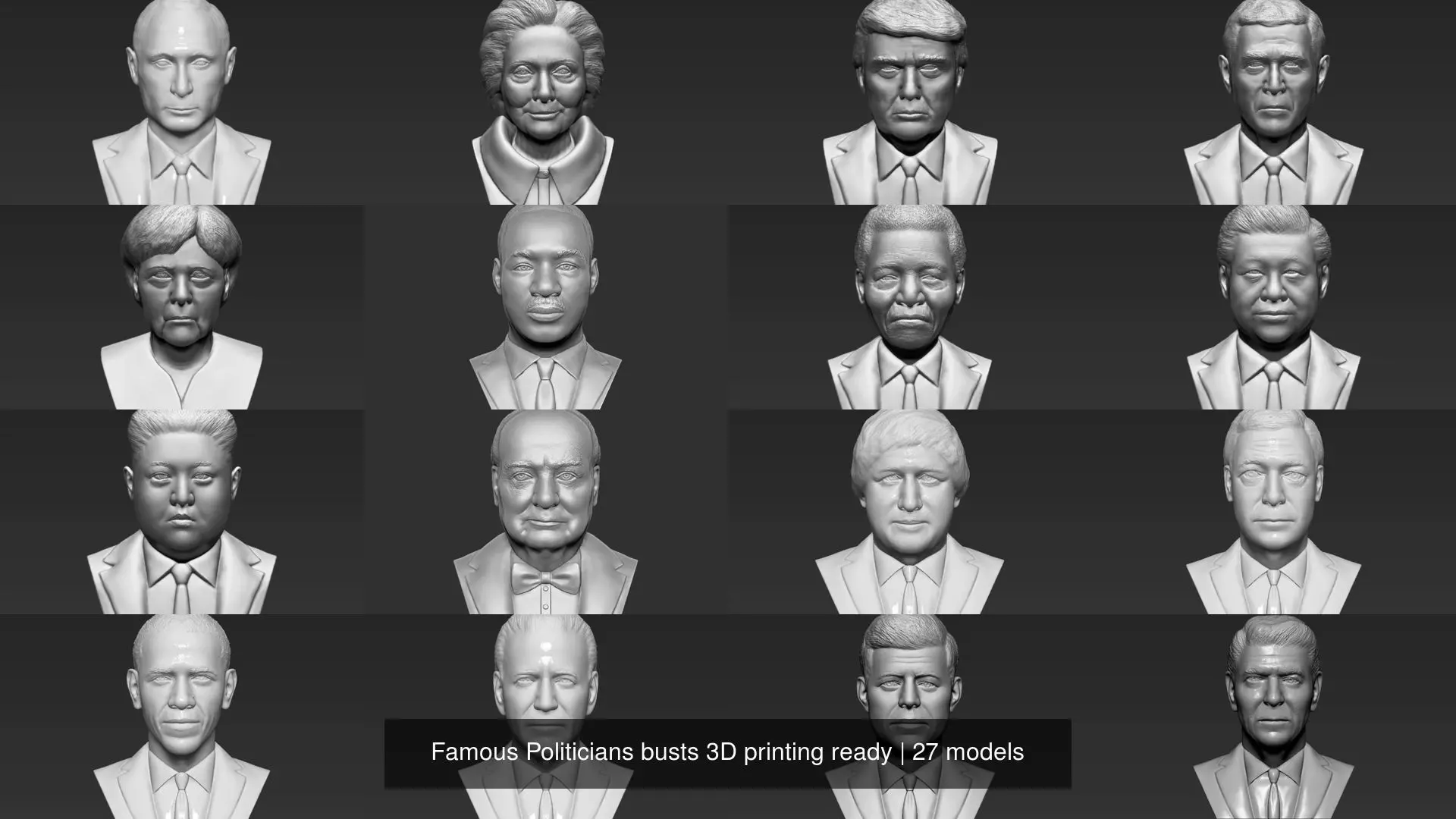 Famous Politicians busts 3D printing ready 3D Model Collection_1