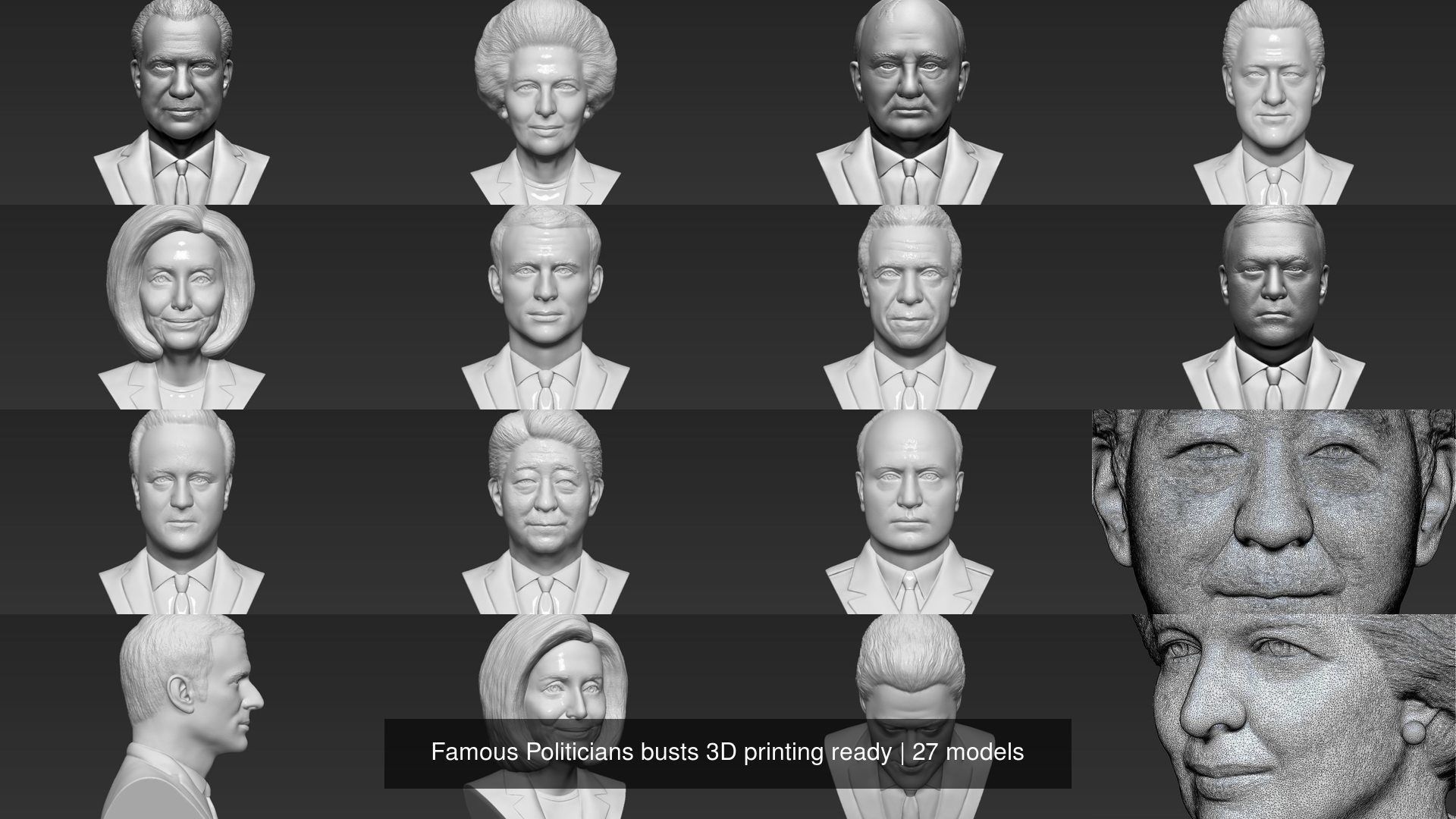 Famous Politicians busts 3D printing ready 3D Model Collection_6
