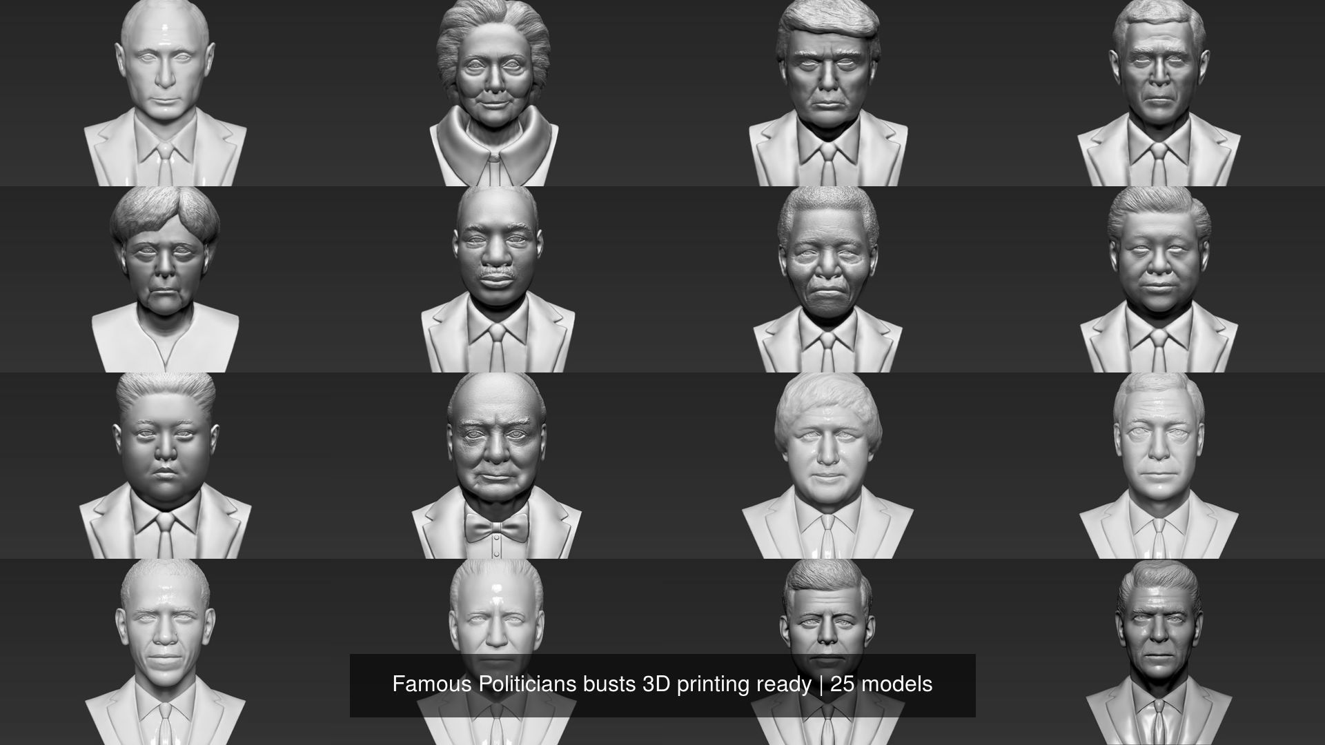 Famous Politicians busts 3D printing ready 3D Model Collection_3