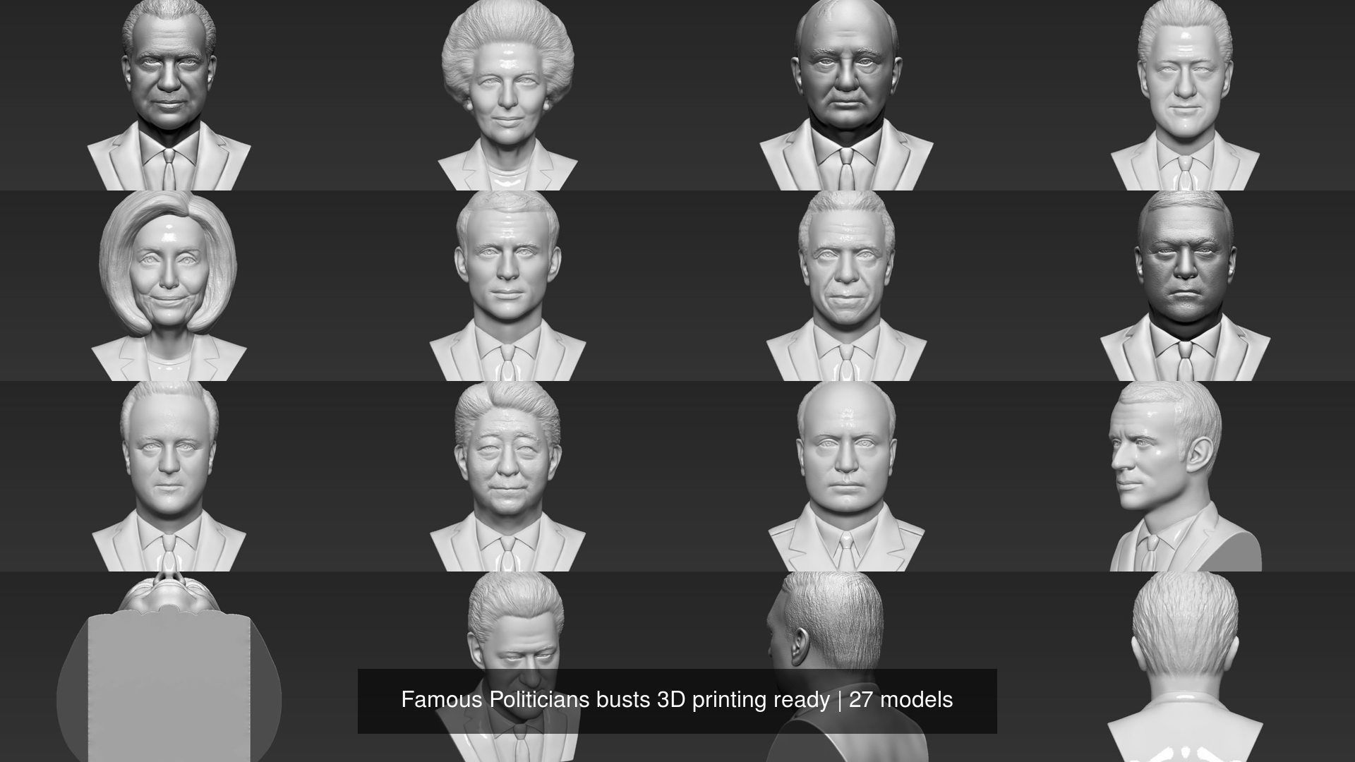 Famous Politicians busts 3D printing ready 3D Model Collection_4