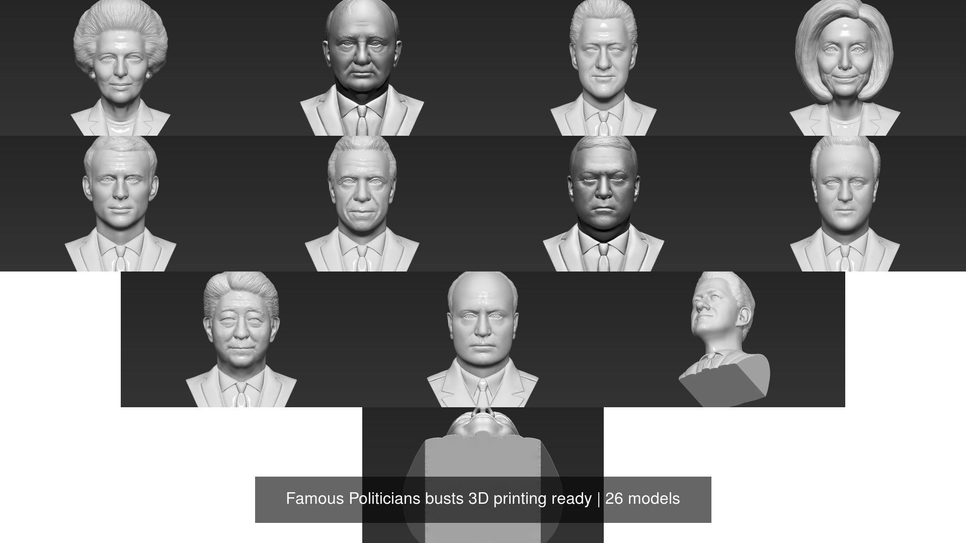 Famous Politicians busts 3D printing ready 3D Model Collection_5