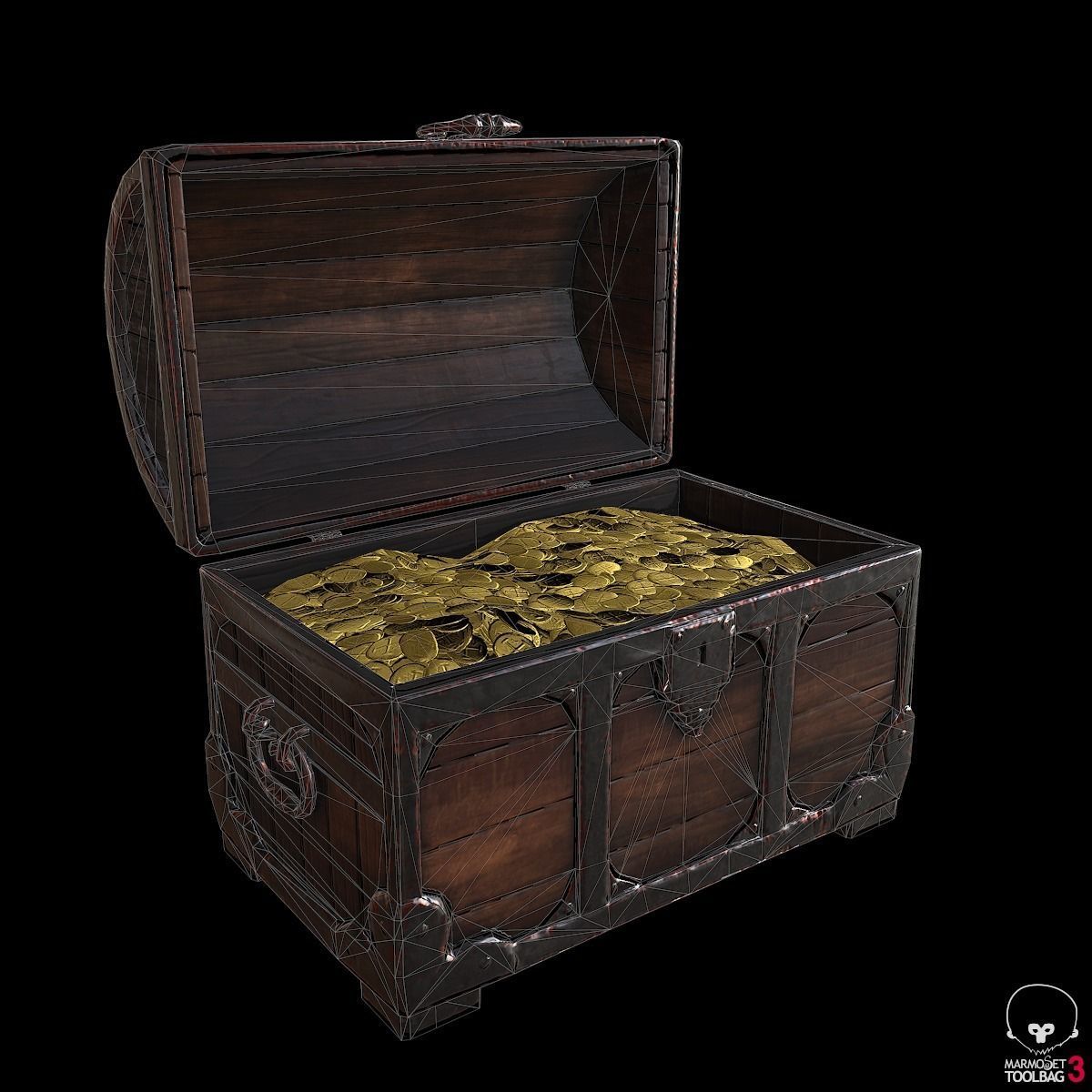 Medieval Chest Lowpoly Low-poly 3D model_5