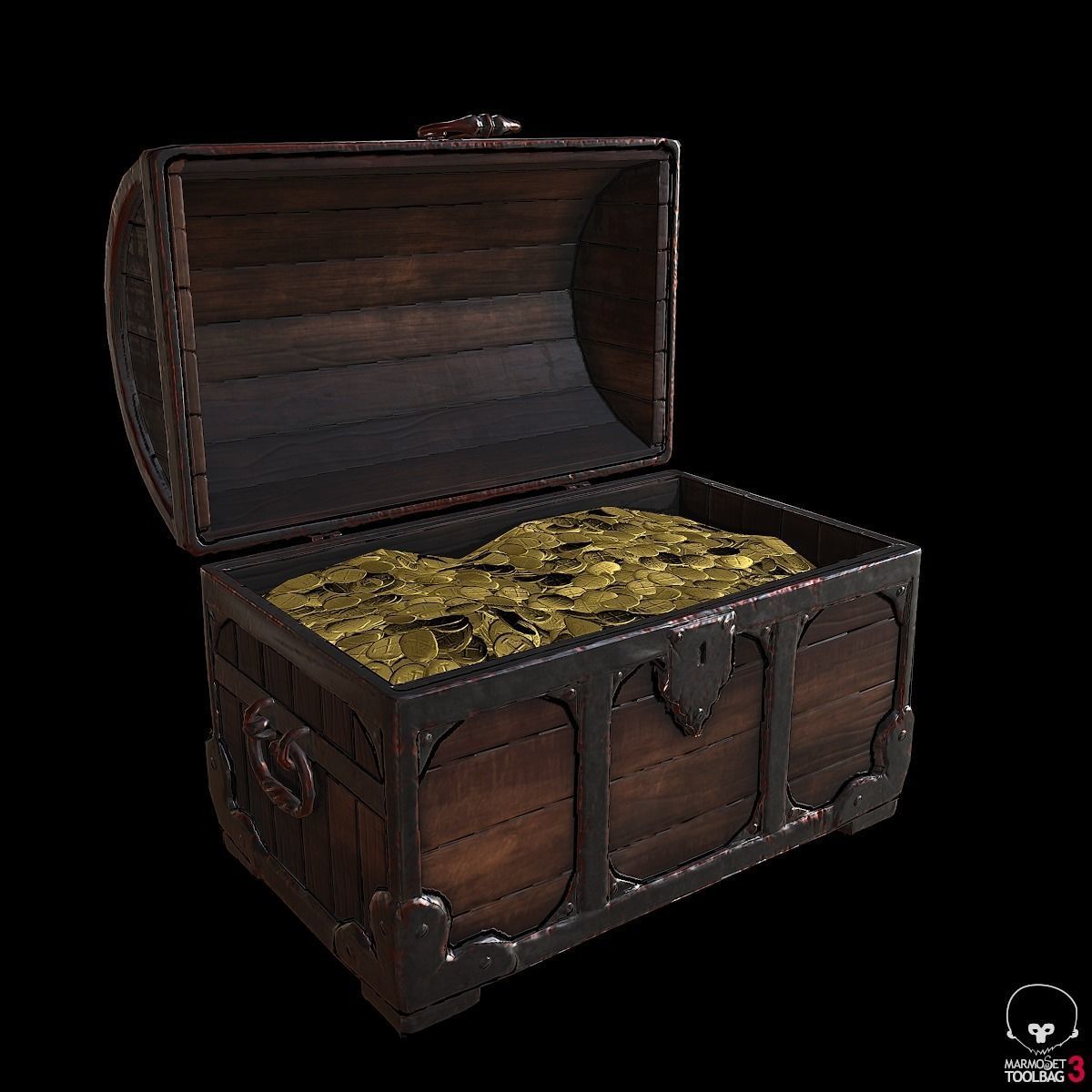 Medieval Chest Lowpoly Low-poly 3D model_4