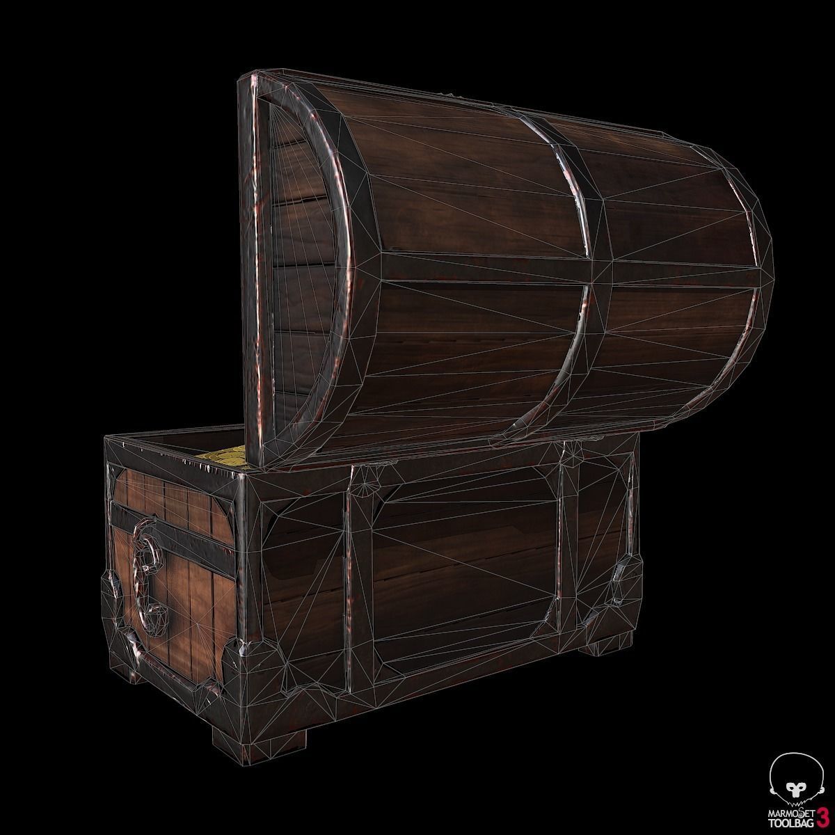 Medieval Chest Lowpoly Low-poly 3D model_6
