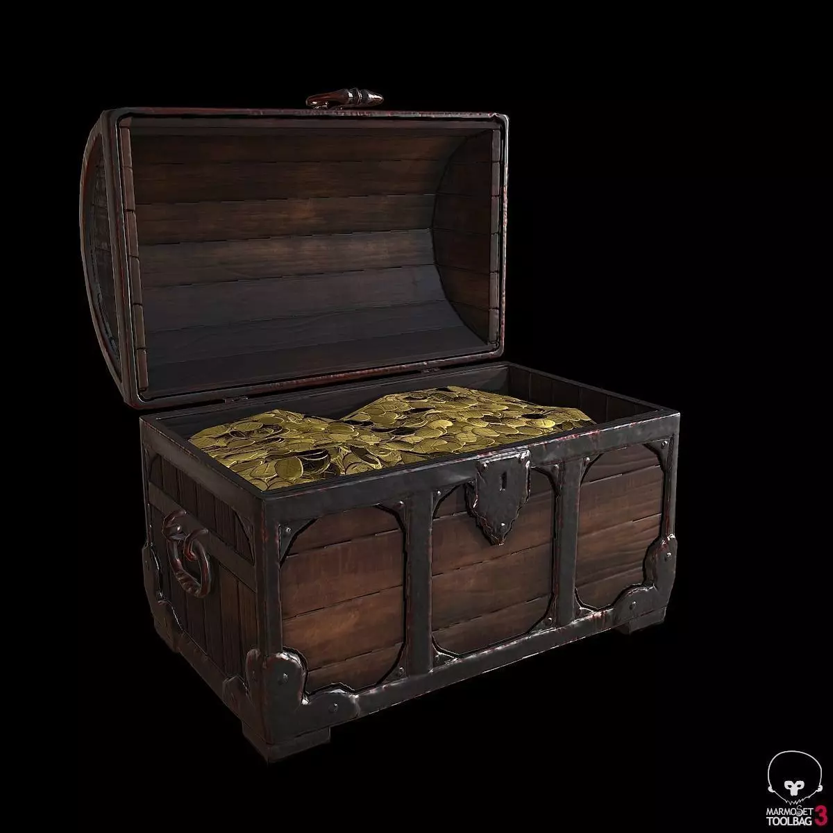 Medieval Chest Lowpoly Low-poly 3D model_0